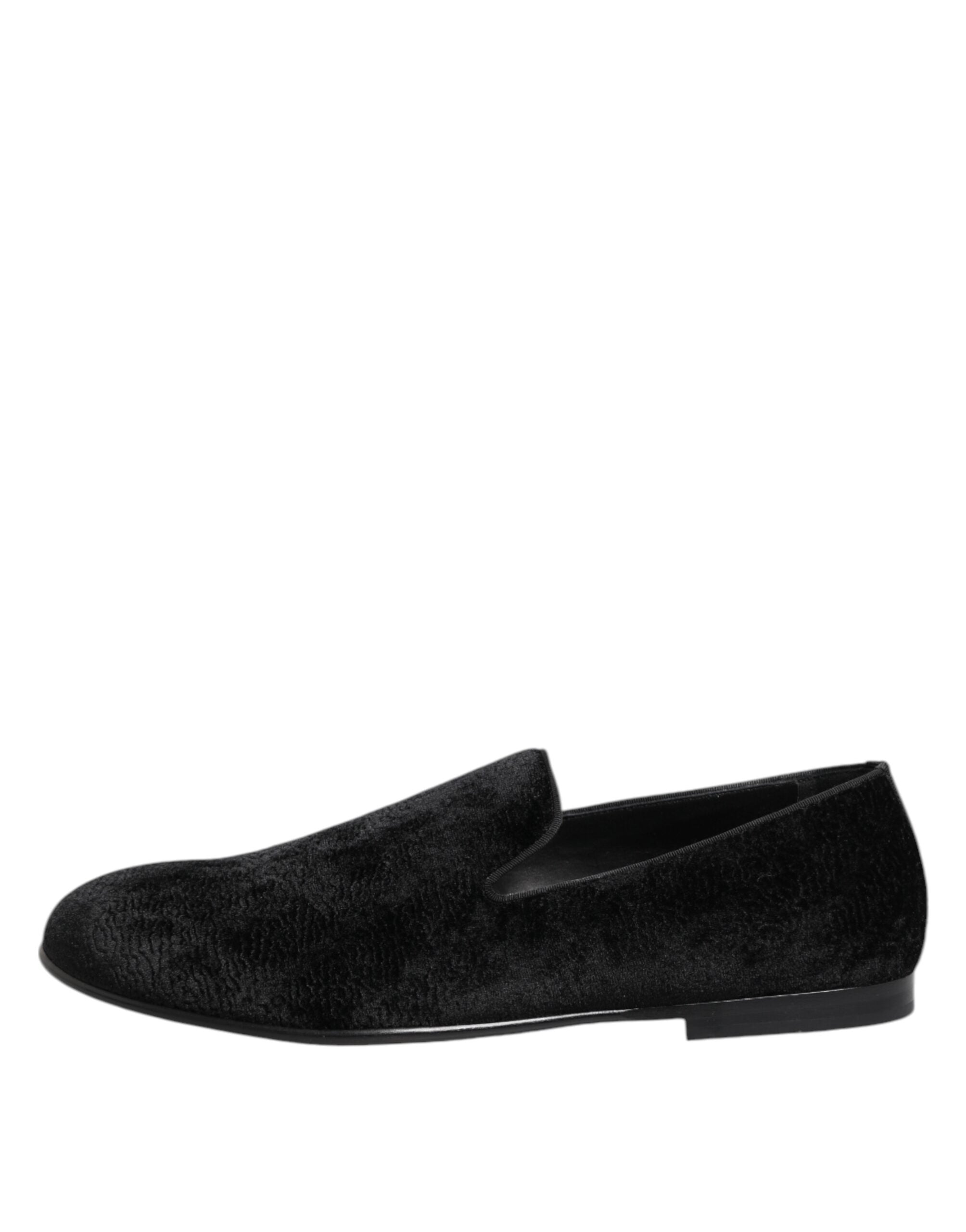 Dolce & Gabbana Black Jacquard Loafers Formal Men Dress Shoes